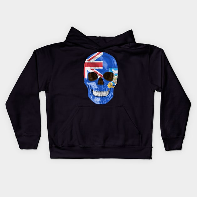 Falkland Islands Flag Skull - Gift for Falkland Islanders With Roots From Falkland Islands Kids Hoodie by Country Flags